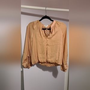 Blu Pepper Cropped Blouse Peachy Mustard Dot Small